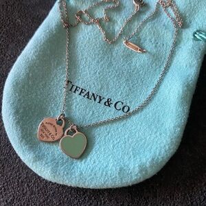 Tiffany & Co. Silver Necklace with Mint Green Heart